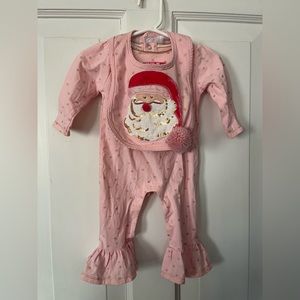 Mudpie Pink Santa Baby Onesie & Matching Bib